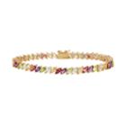 14k Gold Plated Gemstone Marquise Bracelet, Women's, Size: 7.25, Multicolor
