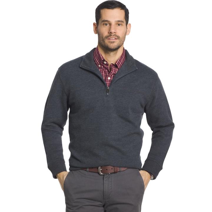 Big & Tall Arrow Classic-fit Sueded Fleece Quarter-zip Pullover, Men's, Size: 4xb, Grey (charcoal)