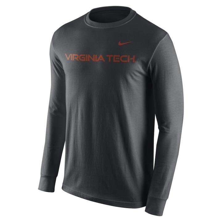 Men's Nike Virginia Tech Hokies Wordmark Long-sleeve Tee, Size: Large, Red Overfl