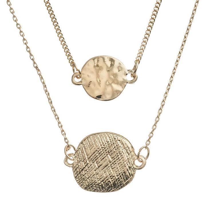 Lc Lauren Conrad Textured Disc Multistrand Necklace, Women's, Gold