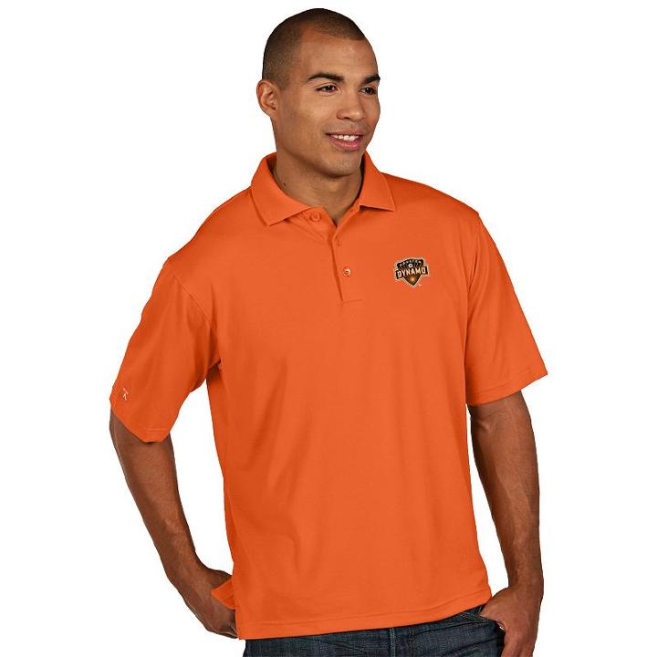 Men's Antigua Houston Dynamo Xtra-lite Desert-dry Pique Performance Polo, Size: Large, Brt Orange