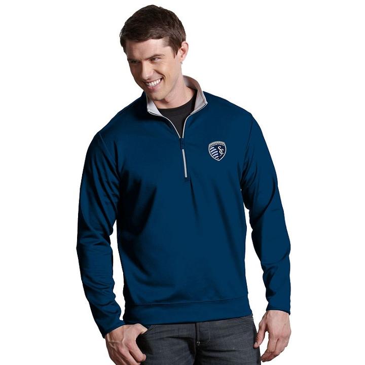 Men's Antigua Sporting Kansas City Leader 1/4-zip Pullover, Size: Large, Blue Other
