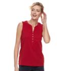 Women's Croft & Barrow&reg; Sleeveless Henley Top, Size: Medium, Med Red