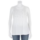 Plus Size Rock & Republic&reg; Crochet Fringe Sleeveless Top, Women's, Size: 1xl, White