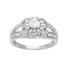 14k White Gold 1 Carat T.w. Diamond Tiered Halo Engagement Ring, Women's, Size: 6