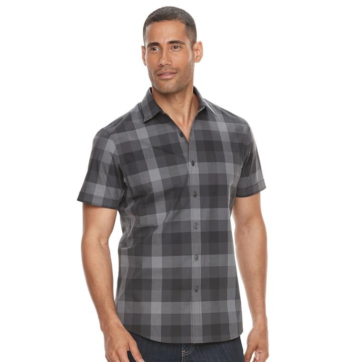 Men's Apt. 9&reg; Slim-fit Stretch Button-down Shirt, Size: Xl Slim, Black