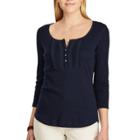 Women's Chaps Lace-trim Top, Size: Xs, Blue (navy)