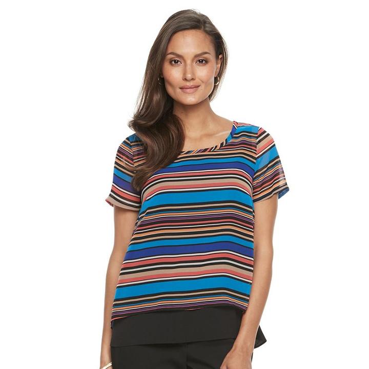 Women's Dana Buchman Chiffon Popover Top, Size: Medium, Turquoise/blue (turq/aqua)