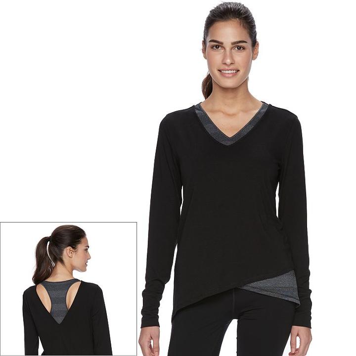 Women's Tek Gear&reg; Racerback Long Sleeve Tee, Size: Small, Black