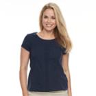 Petite Croft & Barrow&reg; Eyelet Cap Sleeve Top, Women's, Size: Xl Petite, Blue