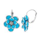Aqua Flower Nickel Free Drop Earrings, Women's, Turq/aqua