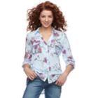 Juniors' Candie's&reg; Printed Lace Blouse, Teens, Size: Xl, Blue
