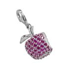 Sterling Silver Lab-created Ruby Apple Charm, Women's, Red