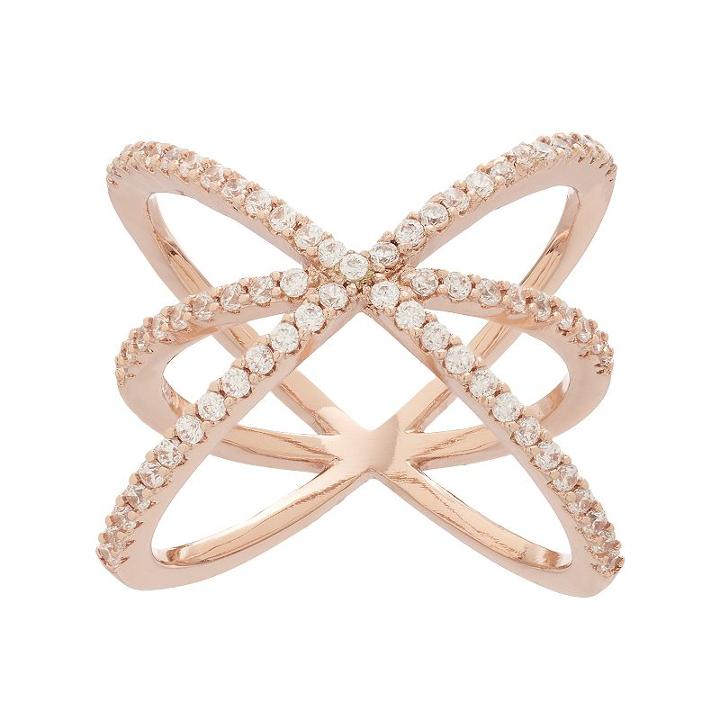 Fleur Cubic Zirconia Crisscross Ring, Women's, Size: 7, Pink