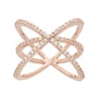 Fleur Cubic Zirconia Crisscross Ring, Women's, Size: 7, Pink