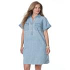Plus Size Chaps Jean Shirtdress, Women's, Size: 1xl, Blue