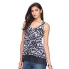 Women's Jennifer Lopez Print Mesh-trim Tank, Size: Small, Blue (navy)