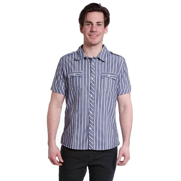 Excelled, Men's Slim-fit Striped Button-down Shirt, Size: Xl, Blue
