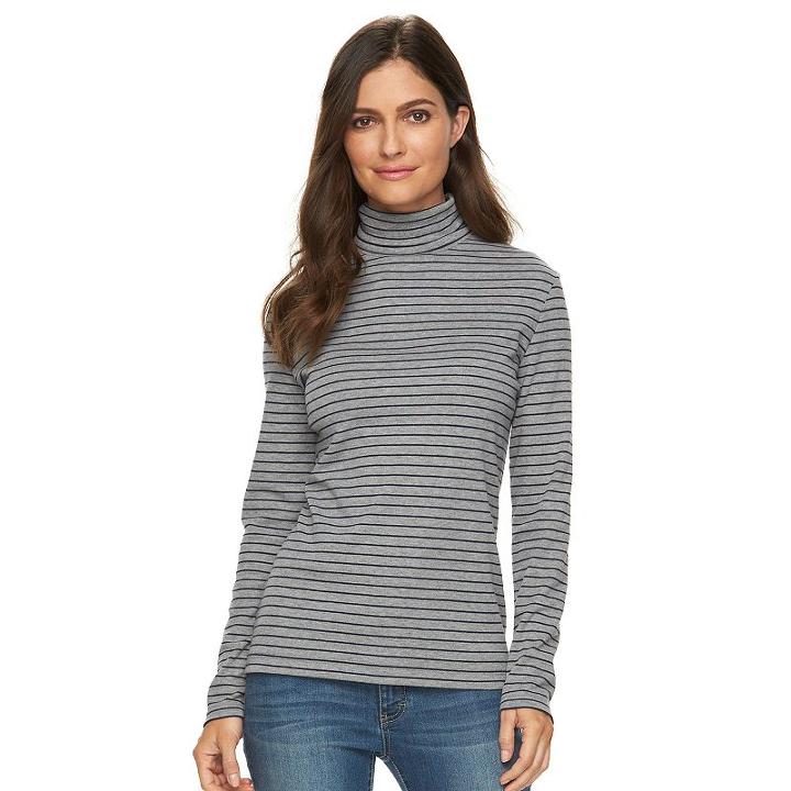 Women's Croft & Barrow&reg; Turtleneck Top, Size: Large, Med Grey