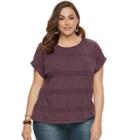 Plus Size Sonoma Goods For Life&trade; Crochet Striped Tee, Women's, Size: 2xl, Drk Purple