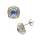 Siri Usa By Tjm 14k Gold Over Silver And Sterling Silver Simulated Blue Quartz Square Frame Stud Earrings, Women's