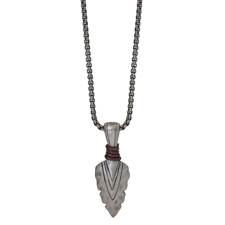 Men's Spearhead Pendant Necklace, Size: 22, Brown