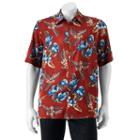 Men's Batik Bay Classic-fit Tropical Button-down Shirt, Size: Large, Med Red