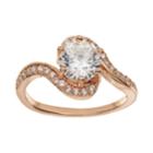 Cubic Zirconia 18k Rose Gold Over Brass Swirl Ring, Women's, Size: 7, White