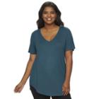 Juniors' Plus Size Mudd&reg; V-neck Shirttail Tunic Tee, Girl's, Size: 1xl, Turquoise/blue (turq/aqua)