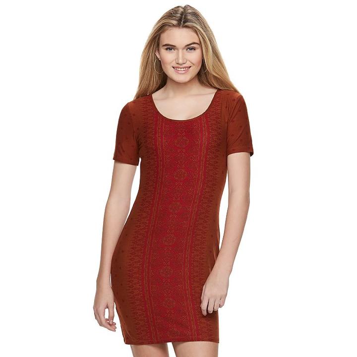 Juniors' Mudd&reg; Short Sleeve Bodycon Dress, Girl's, Size: Xl, Brown