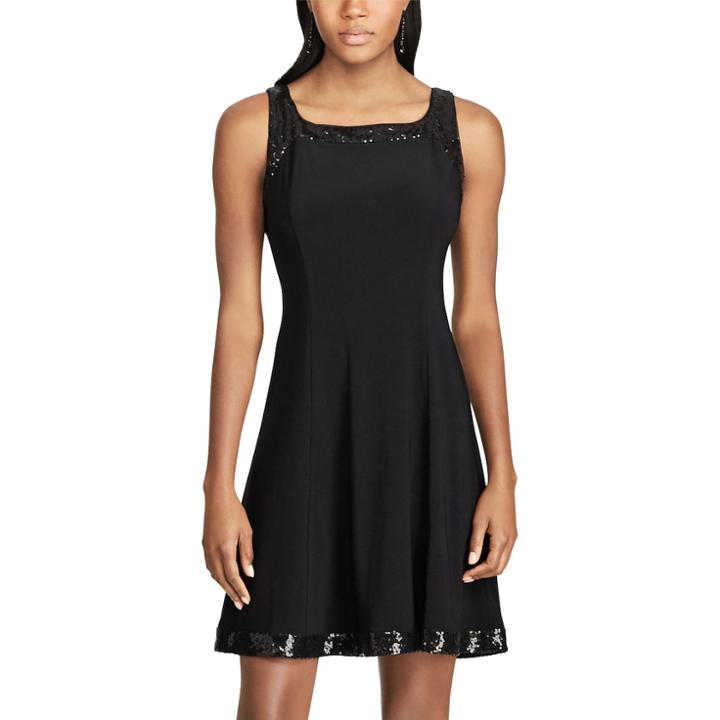 Women's Chaps Sequined Jersey Dress, Size: Large, Black