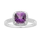 14k White Gold 1/8-ct. T.w. Diamond And Amethyst Frame Ring, Women's, Size: 7, Purple