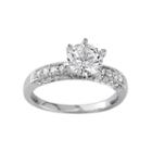 10k White Gold Lab-created White Sapphire & 1/4 Carat T.w. Diamond Engagement Ring, Women's, Size: 8
