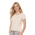 Women's Sonoma Goods For Life&trade; Embroidered Eyelet Tee, Size: Medium, Natural