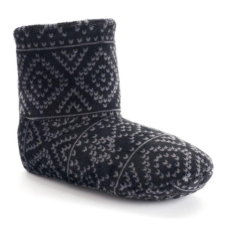 Women's Cuddl Duds Gripper Boot Slippers, Size: S-m, Black