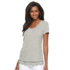 Women's Croft & Barrow&reg; Lace Hem Linen Tee, Size: Small, Green