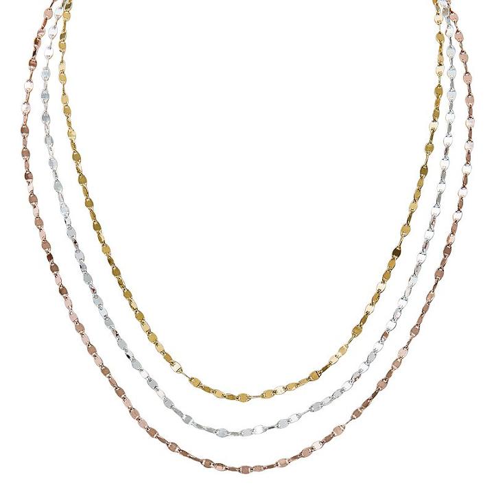 Tri-tone Sterling Silver Layered Necklace, Women's