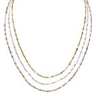Tri-tone Sterling Silver Layered Necklace, Women's