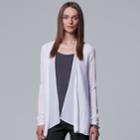 Women's Simply Vera Vera Wang Mixed-media Flyaway Cardigan, Size: Large, White