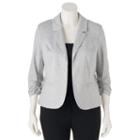 Juniors' Plus Size Candie's&reg; Ruched Lace Knit Blazer, Teens, Size: 3xl, Grey Other