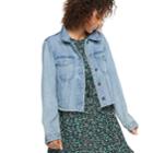 Women's Popsugar Frayed Cropped Jean Jacket, Size: Xl, Dark Blue