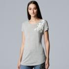 Women's Simply Vera Vera Wang Essential Print Scoopneck Tee, Size: Small, Med Grey