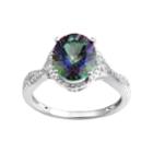 Mystic Fire Topaz Sterling Silver Halo Ring, Women's, Size: 7, Purple
