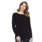 Women's Croft & Barrow&reg; Basketweave Boatneck Sweater, Size: Large, Black