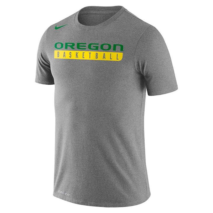 Men's Nike Oregon Ducks Basketball Practice Dri-fit Tee, Size: Large, Dark Grey