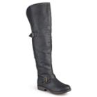 Journee Collection Kane Womens Studded Over-the-knee Buckle Boots, Girl's, Size: 6.5, Black