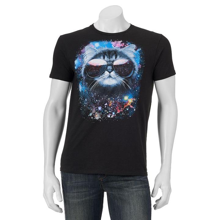Men's Meowter Space Graphic Tee, Size: Xxl, Black