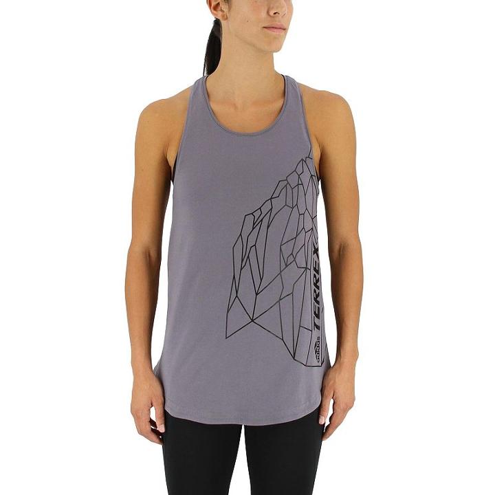 Women's Adidas Outdoor Rock Racerback Workout Tank, Size: Large, Light Grey