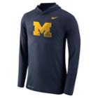 Men's Nike Michigan Wolverines Dri-fit Hooded Tee, Size: Xxl, Blue (navy)