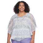 Plus Size Alfred Dunner Studio Scroll Popover Top, Women's, Size: 22 W, Gray Purple Damask